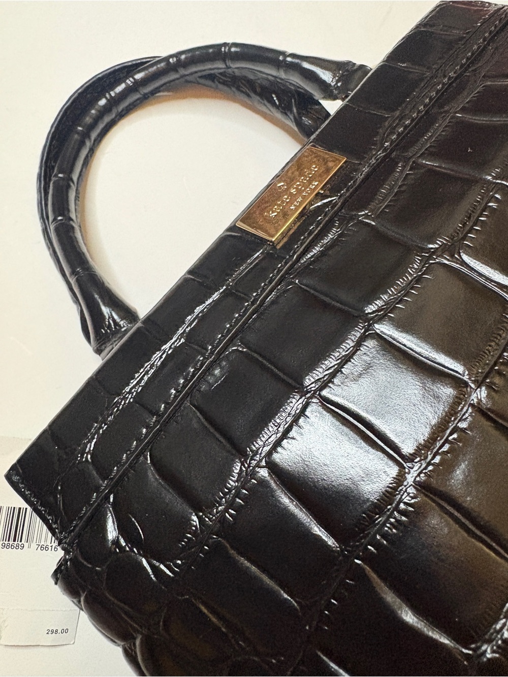 KATE SPADE Ridley avenue becky black crocodile leather top handle handbag nwt - Picture 3 of 10